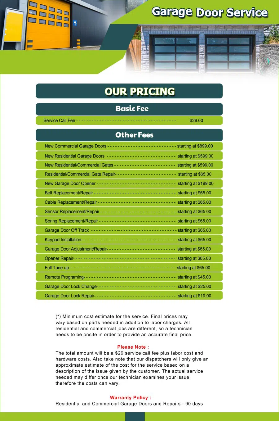 Garage Door 24 Hours Repair Randallstown, MD 410-859-3979 - price-list-01
